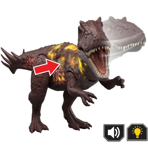 Jurassic World: Метриакантозавър атакуващ динозавър със звук и светлина – Mattel изображение 3