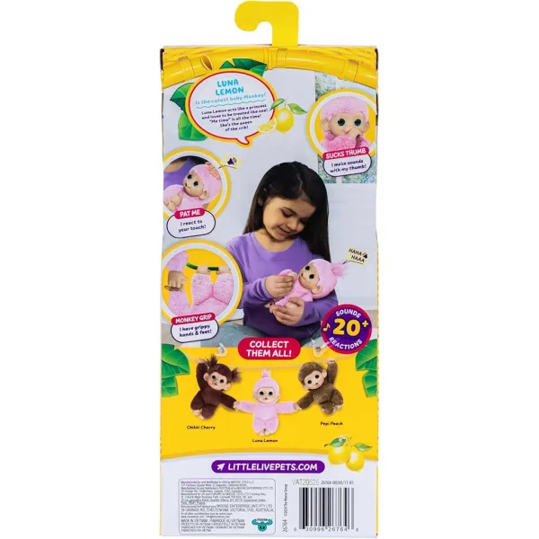 Little Live Pets: Mini Maki Luna Lemon интерактивна розова маймуна изображение 3