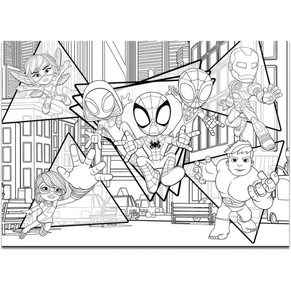 Marvel Spidey 2 в 1 макси 4x48бр. пъзел и оцветяване 35x25см - Lisciani изображение 4
