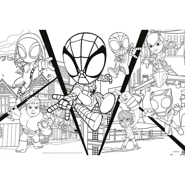 Marvel Spidey се бори 2 в 1 24 части пъзел и оцветяване 50x35см - Lisciani изображение 2