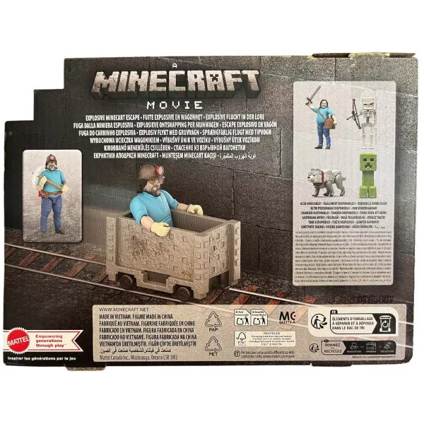 Minecraft Филм - Стив и комплект за игра с миньорска количка - Mattel изображение 2