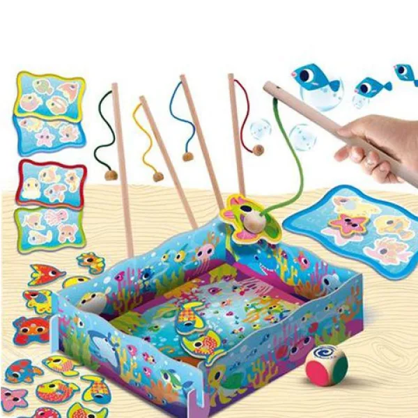 Montessori бебешка дървена магнитна риболовна игра изображение 2