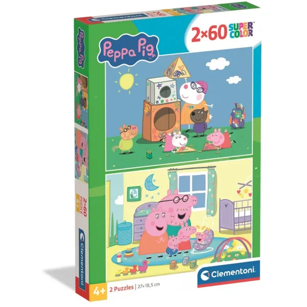 Peppa Pig 2x60бр. Supercolor пъзел - Clementoni изображение 1