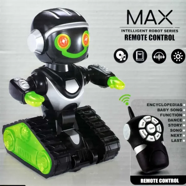 RC Интерактивен дистанционно управляван MacroBot в черно-зелено с светлина и звук 20см изображение 4