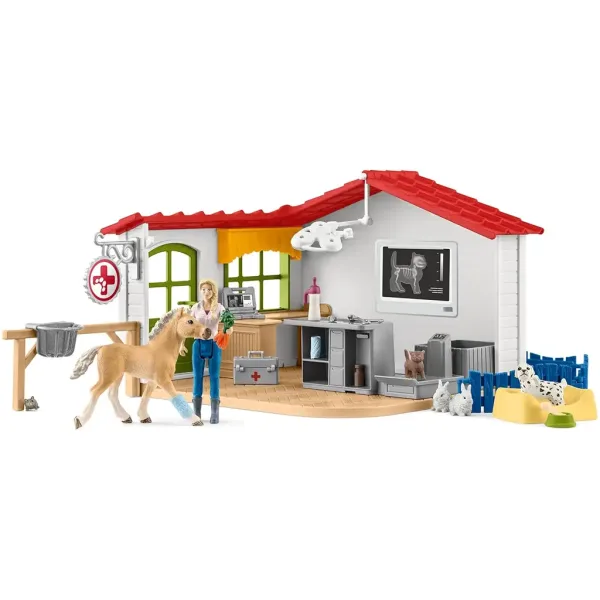 Schleich: Farm World - Ветеринарна клиника с жребче и домашни любимци комплект (42502) изображение 3