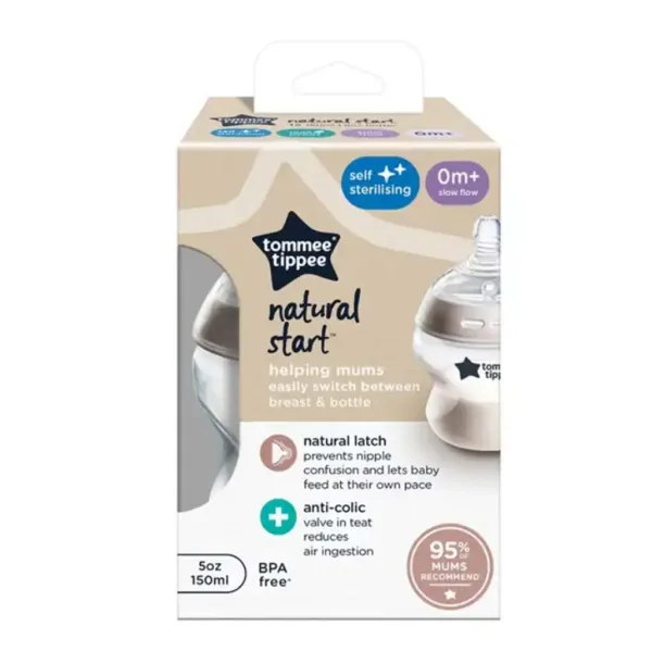 Tommee Tippee: Closer To Nature прозрачно шише 150ml (0 месеца+) изображение 1