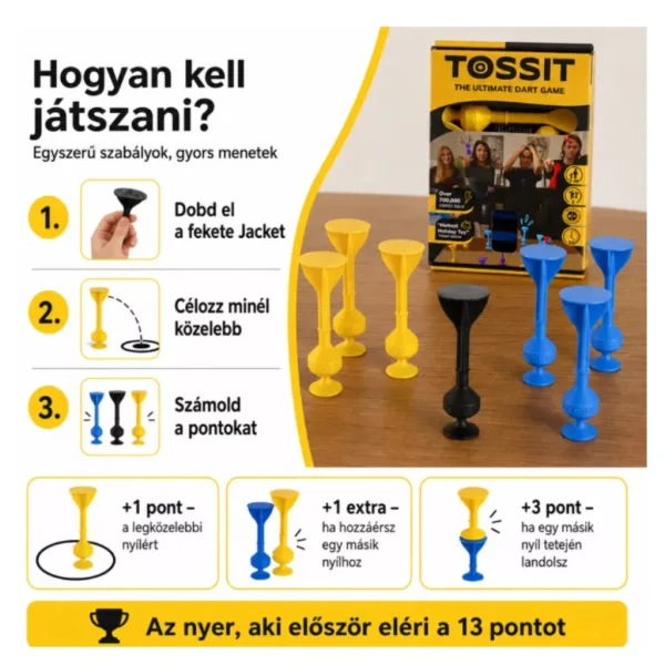 Tossit Starter Pack синьо-жълт силиконов дартс с присоски изображение 3