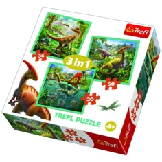 3 в 1 пъзел с динозаври - Trefl