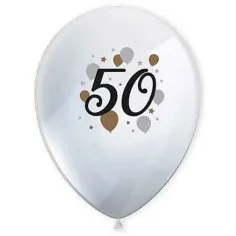 "50" години модел латексов балон 6бр комплект