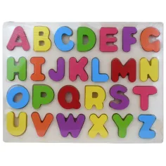 ABC цветни дървени главни букви пъзел 30x22,5см