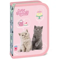 Ars Una: Cute animals tea party котешки сгъваемо пълнено несесер 12,8x19,3x3,6 см