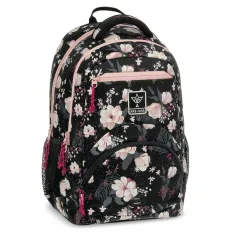 Ars Una: Flowery Black цветен ергономичен ученически ранец, раница 33x45x24cm
