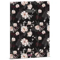 Ars Una: Flowery Black цветен гумен папка A/4