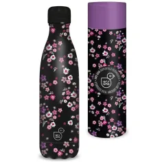 Ars Una: Pearl Blossom Black двойна стена метална бутилка в подаръчна кутия 500ml