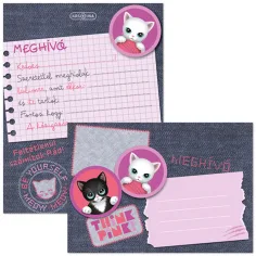 Ars Una: Think pink котешки 10бр. покана комплект с пликове