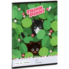Ars Una: Think Pink котешки 2. клас линиран тетрадка A/5 16-32