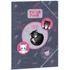 Ars Una: Think Pink сладък котешки папка с ластик A/4 размер