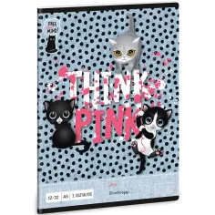 Ars Una: Think Pink сладък котешки тетрадка за 3. клас с линии 32 страници A/5