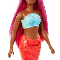 Barbie Dreamtopia: Русалка кукла с розови коси и коралови перки - Mattel изображение 4