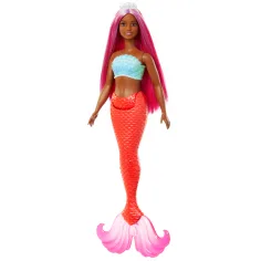 Barbie Dreamtopia: Русалка кукла с розови коси и коралови перки - Mattel
