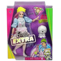 Barbie Extra: Кукла в блестяща рокля с любимец - Mattel
