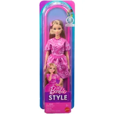 Barbie: Fashionista Приятелки стилна модна кукла с розова кърпа с шарки - Mattel