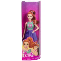 Barbie Fashionista стилна кукла с червена коса в лилава пола - Mattel
