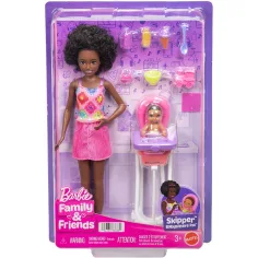 Barbie кукла в розова рокля - комплект за детегледачка - Mattel