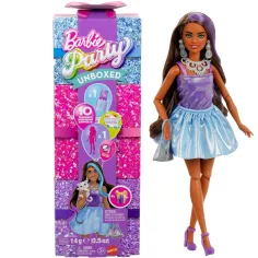 Barbie: Парти Разкритие изненада кукла с кафяви коси - Mattel