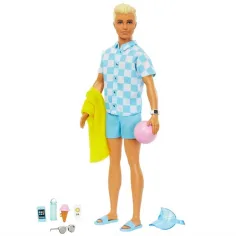 Barbie The Movie: Ken Плажна кукла с плажни аксесоари - Mattel