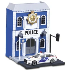 Bburago city - Audi A6 полицейска кола и полицейски участък 1 /43 изображение 3