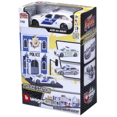 Bburago city - Audi A6 полицейска кола и полицейски участък 1 /43