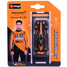 Bburago: McLaren MCL39 Норис F1 (2025) състезателен автомобил метален автомобилен модел 1/64 (Ландо Норис #4)