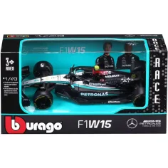 Bburago: Mercedes-AMG F1 W15 Performance F1 състезателен автомобил метален автомобилен модел 1/43 (Люис Хамилтън #44)