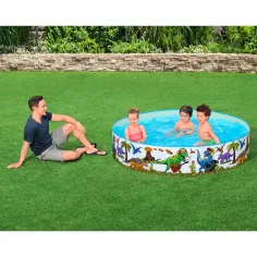 Bestway: Fill 'n Fun™ басейн с твърди стени с динозаври Ø 183 x 38 см изображение 2