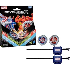 Beyblade X Marvel Collab Captain America vs Red Hulk въртяща играчка комплект – Hasbro