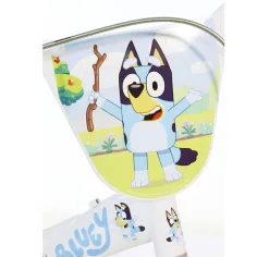 Bluey 12” детски велосипед с държач за бутилка и странични колела в бяло-синьо-зелено – Dino Bikes велосипед изображение 3