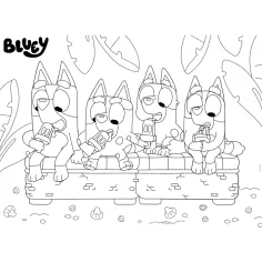 Bluey на ваканция 2 в 1 24 части Eco maxi пъзел и оцветяване 70x50см - Lisciani изображение 3