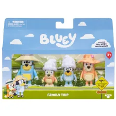 Bluey: Семейно пътуване 4-частов комплект фигурки
