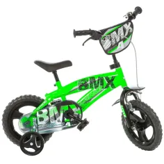 BMX 12” детски велосипед с помощни колела в зелено-черен цвят – Dino Bikes велосипед