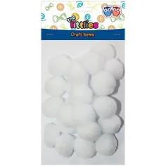 Бял помпон комплект 15mm 60бр