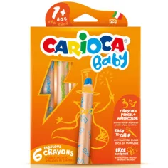 Carioca: 3 в 1 бебешки восъчни пастели комплект от 6 броя