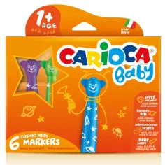 Carioca: Цветни мечешки бебешки флумастери комплект от 6 броя, които могат да се перат