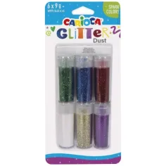 Carioca: Glitter Dust 6бр. комплект с блестящ прах в контейнер - Ярки цветове