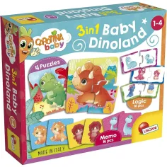 Carotina baby: Dinoland 3 в 1 мемо, пъзел и съвпадаща игра - Lisciani