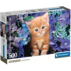 Червена котка сред цветята 500бр. HQC компактен пъзел - Clementoni изображение 1