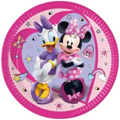 Чиния с Minnie мишка и Daisy с розов дизайн, комплект от 8 броя, 23 см
