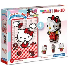 Clementoni: Hello Kitty 2 в 1 104бр. пъзел и моделна фигурка