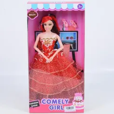 Comely Girl 28 см модна кукла в червена вечерна рокля с аксесоари