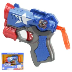 Cool Soft Bullet Gun: Малък пистолет за стрелба с гъбички с патрони в син цвят 14см